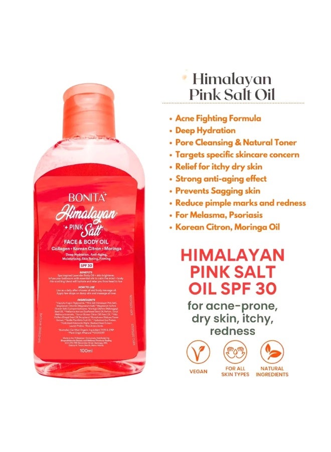 Bonita Himalayan Pink Salt Oil SPF 30 by Bonita for Face and Body, Natural Ingredients with Moringa Oil, Deep Hydration, Acne Fighting, Redness Relief and Skin Firming Care - Image 5